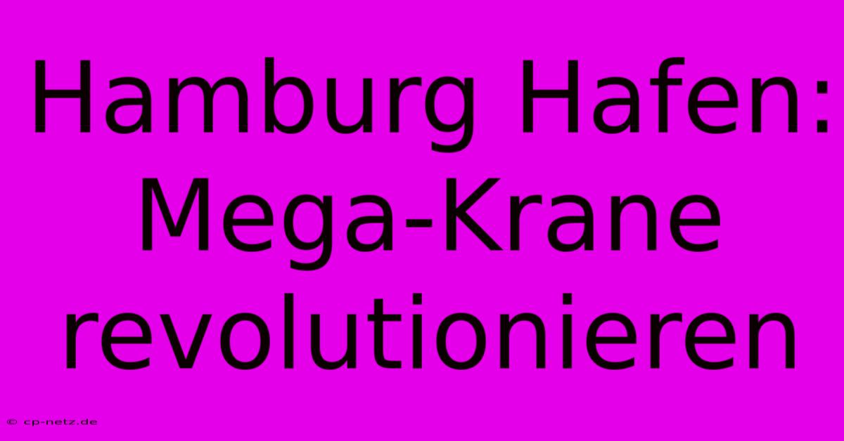 Hamburg Hafen: Mega-Krane Revolutionieren