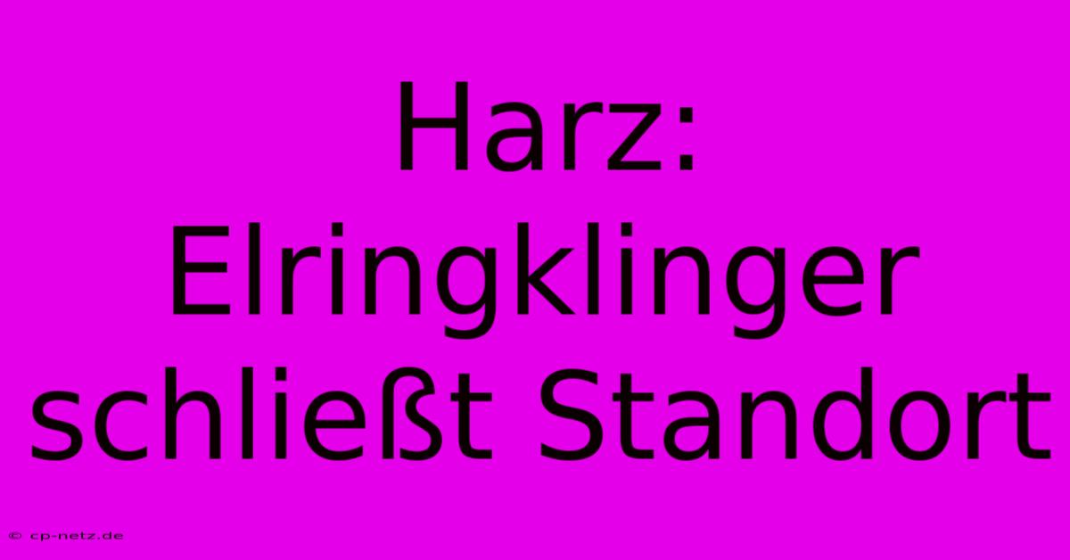 Harz: Elringklinger Schließt Standort