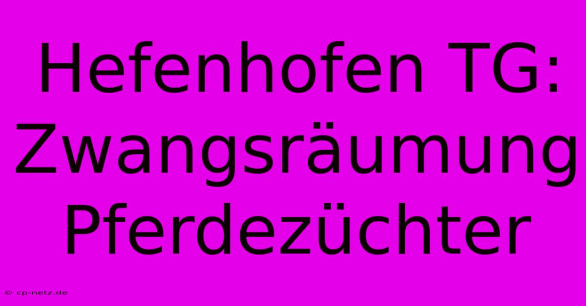 Hefenhofen TG: Zwangsräumung Pferdezüchter