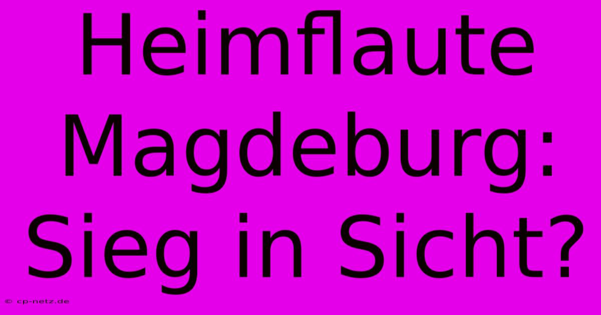 Heimflaute Magdeburg:  Sieg In Sicht?