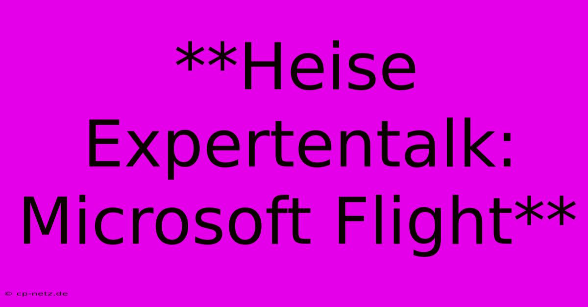 **Heise Expertentalk: Microsoft Flight**