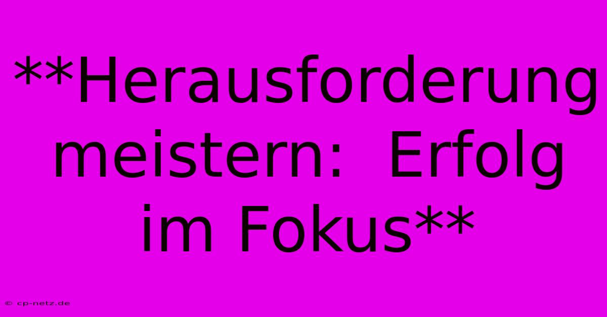 **Herausforderung Meistern:  Erfolg Im Fokus**