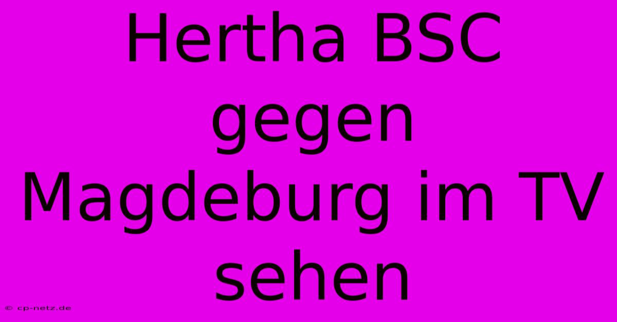 Hertha BSC Gegen Magdeburg Im TV Sehen