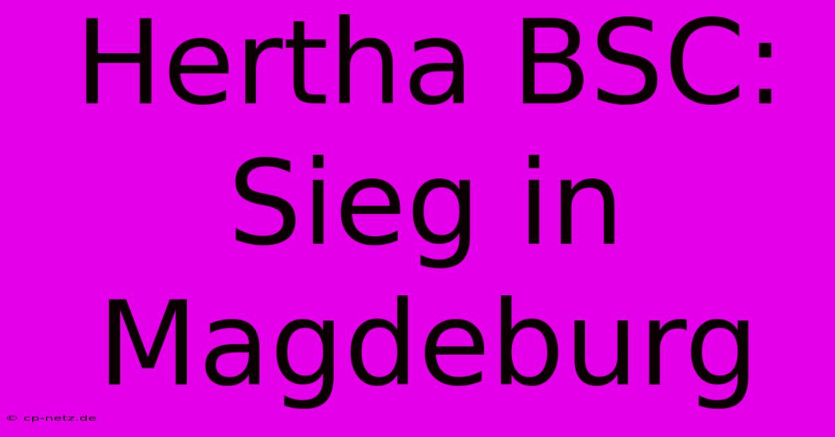 Hertha BSC: Sieg In Magdeburg