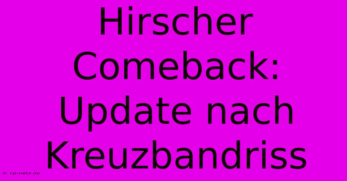 Hirscher Comeback: Update Nach Kreuzbandriss