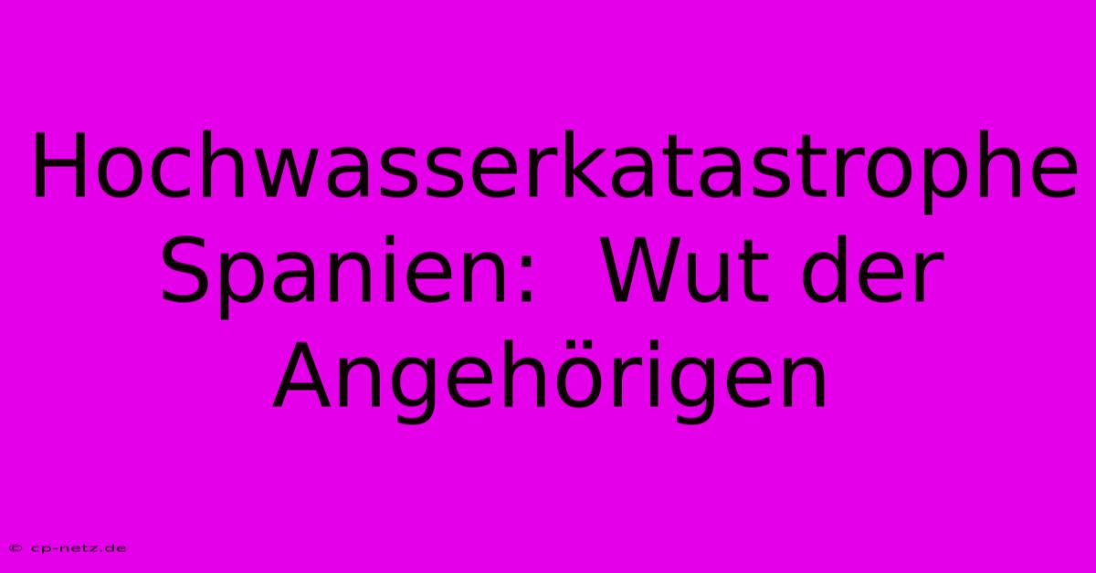 Hochwasserkatastrophe Spanien:  Wut Der Angehörigen