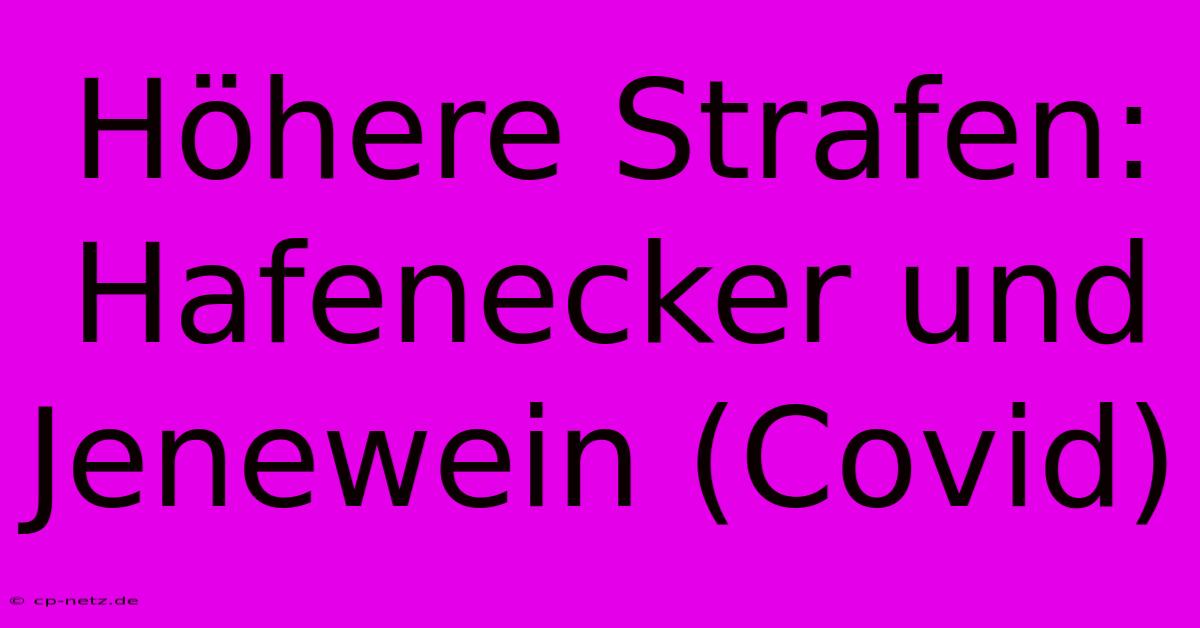 Höhere Strafen: Hafenecker Und Jenewein (Covid)