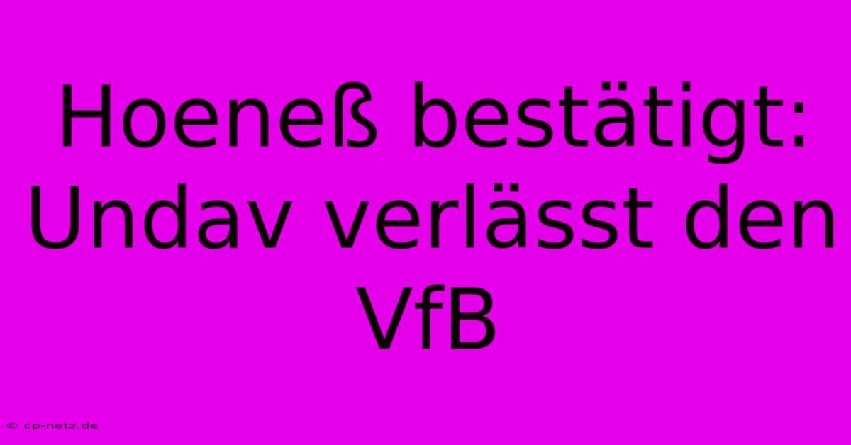 Hoeneß Bestätigt: Undav Verlässt Den VfB