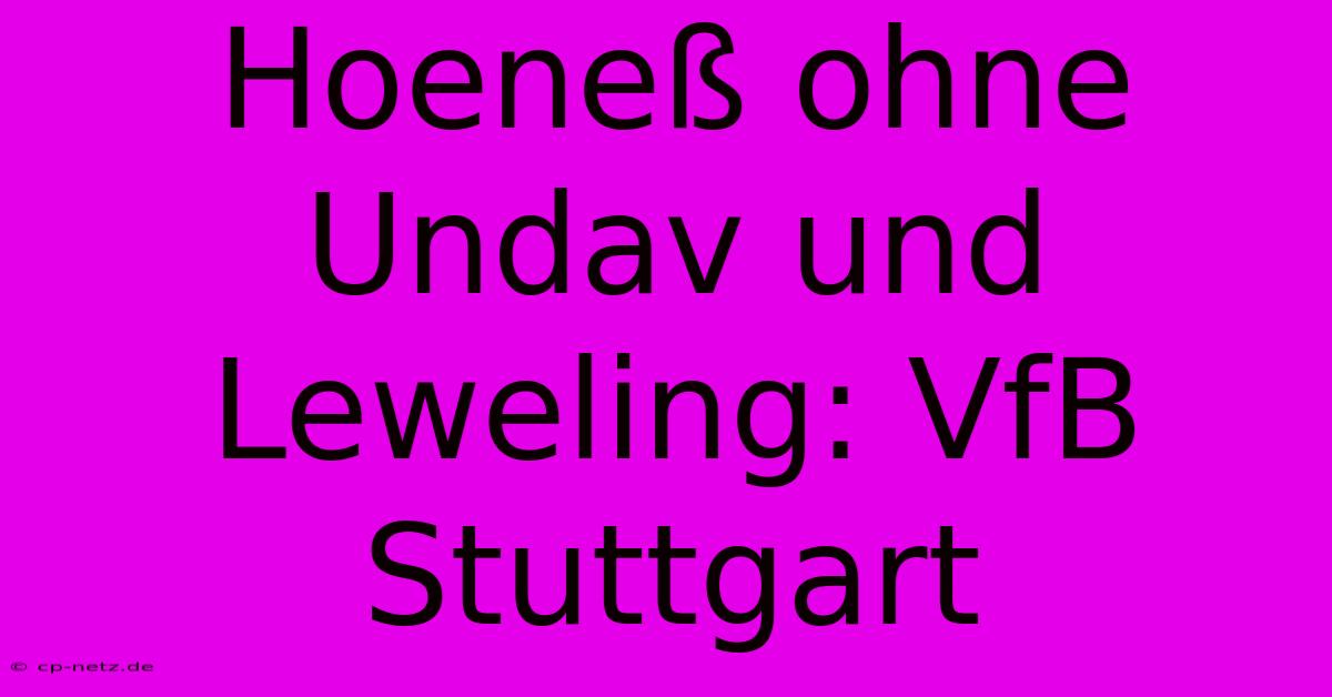 Hoeneß Ohne Undav Und Leweling: VfB Stuttgart