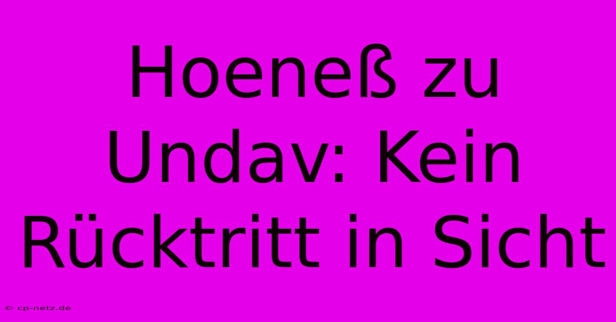 Hoeneß Zu Undav: Kein Rücktritt In Sicht