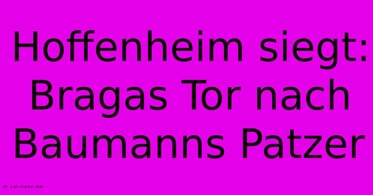 Hoffenheim Siegt: Bragas Tor Nach Baumanns Patzer