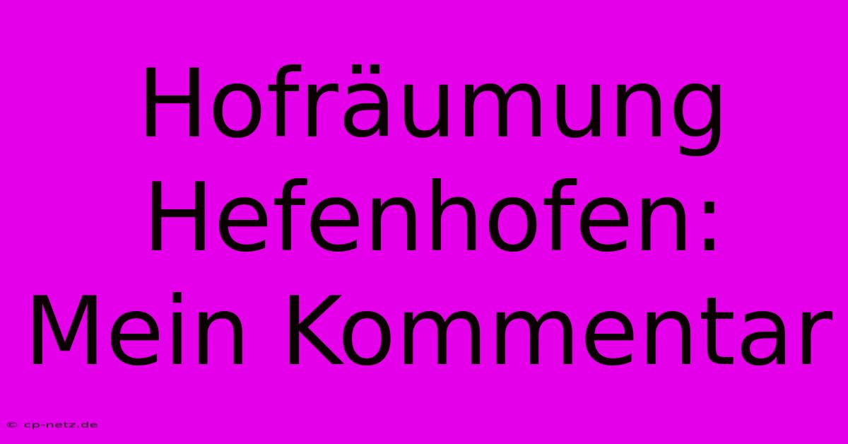 Hofräumung Hefenhofen: Mein Kommentar