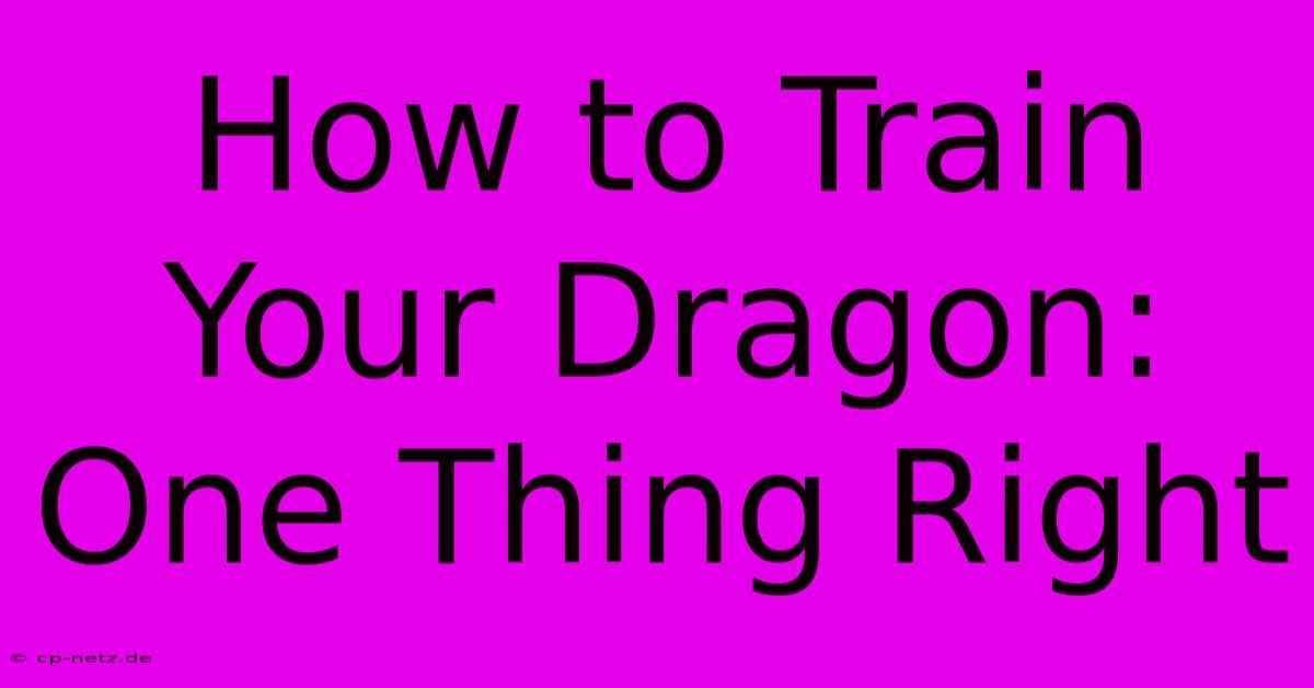 How To Train Your Dragon: One Thing Right