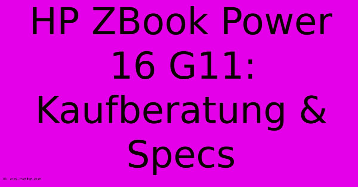 HP ZBook Power 16 G11: Kaufberatung & Specs