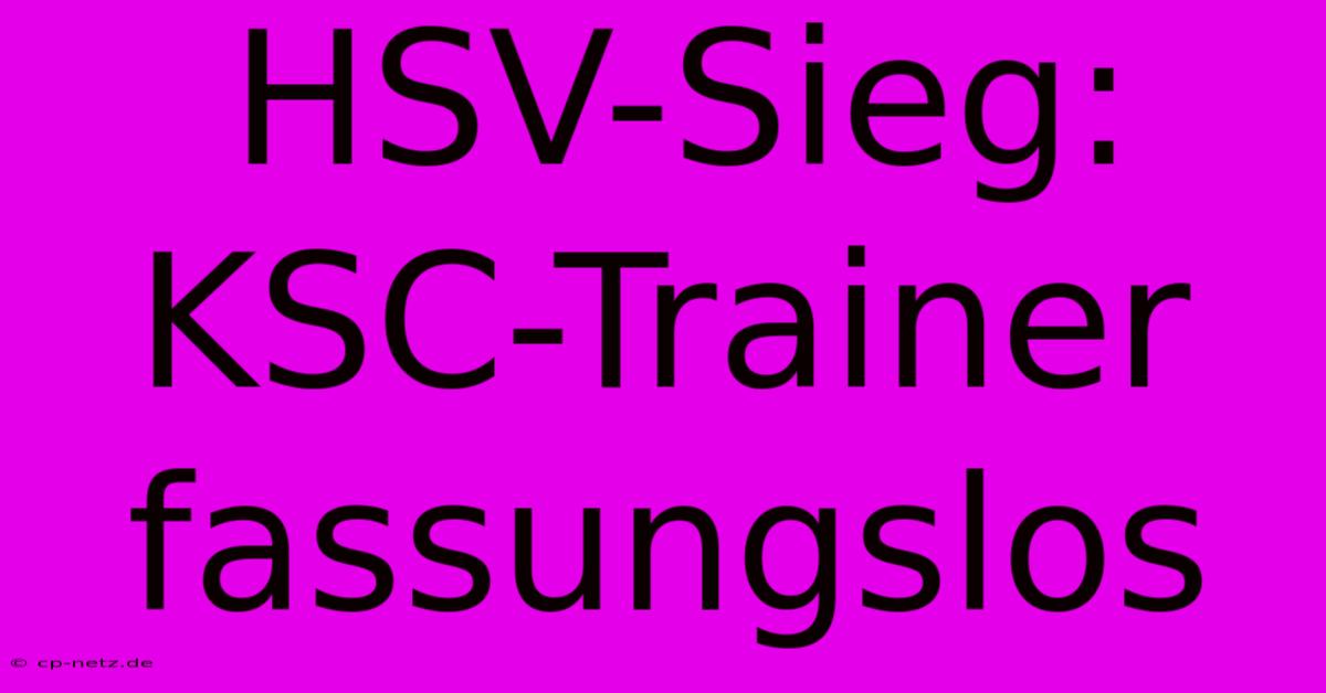 HSV-Sieg: KSC-Trainer Fassungslos