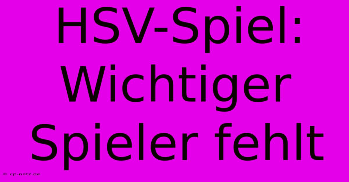 HSV-Spiel: Wichtiger Spieler Fehlt