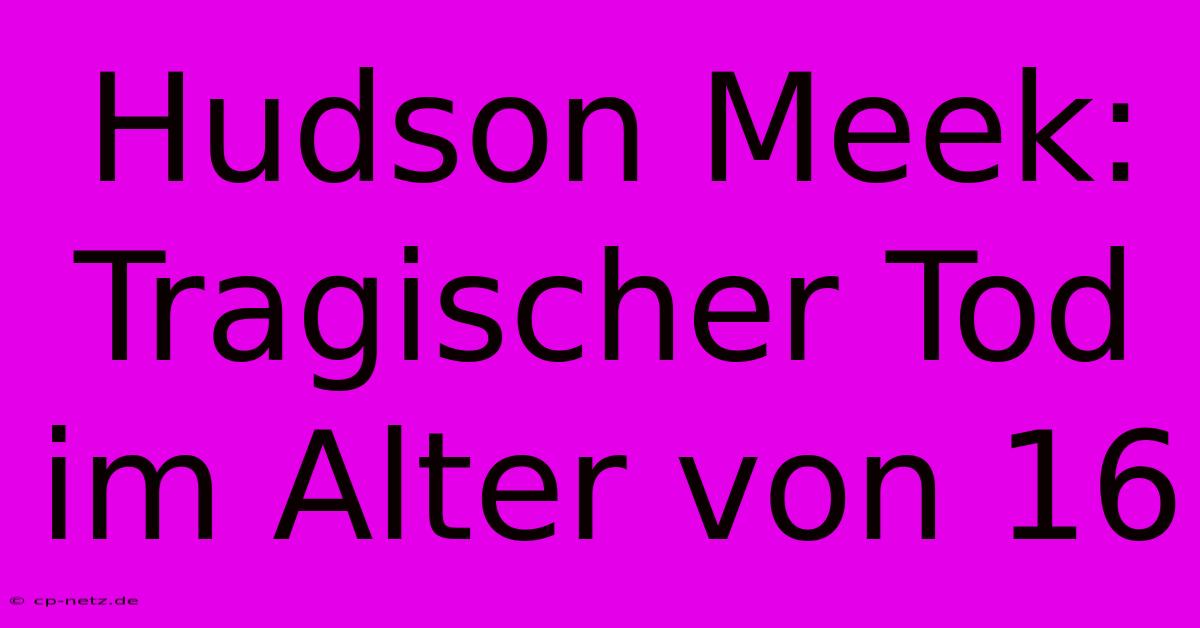 Hudson Meek: Tragischer Tod Im Alter Von 16