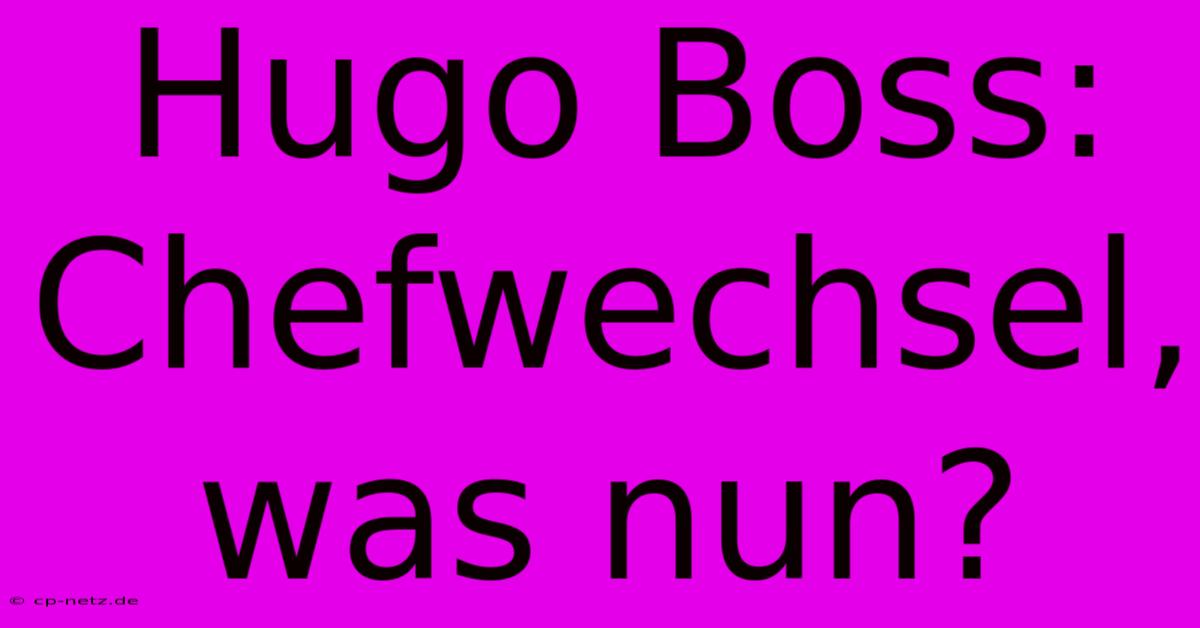 Hugo Boss: Chefwechsel, Was Nun?