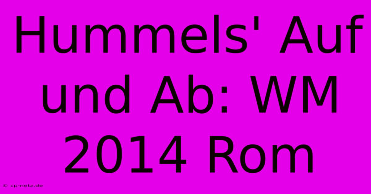 Hummels' Auf Und Ab: WM 2014 Rom