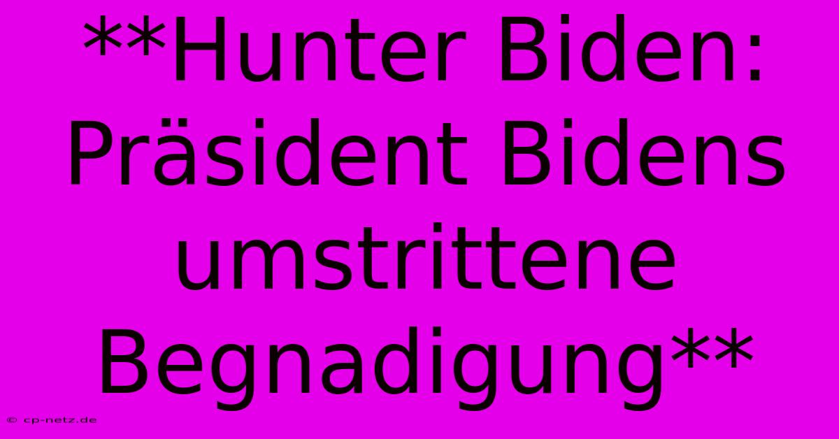 **Hunter Biden: Präsident Bidens Umstrittene Begnadigung**