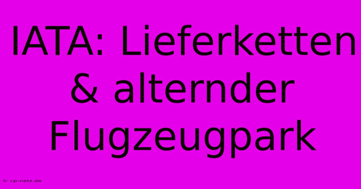 IATA: Lieferketten & Alternder Flugzeugpark