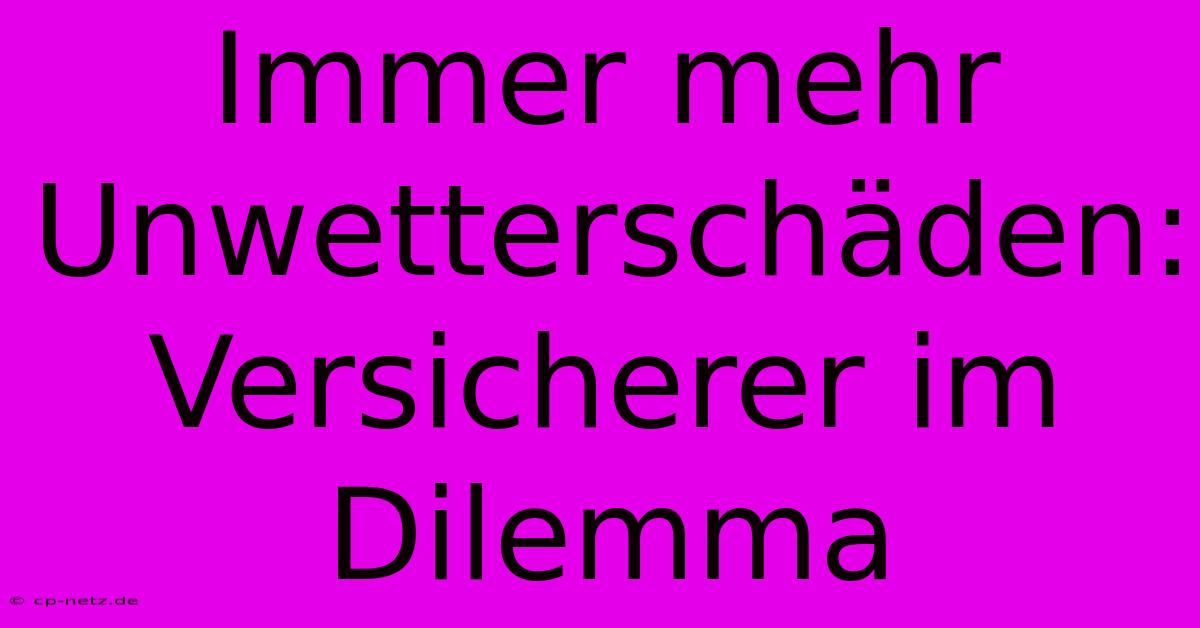 Immer Mehr Unwetterschäden: Versicherer Im Dilemma