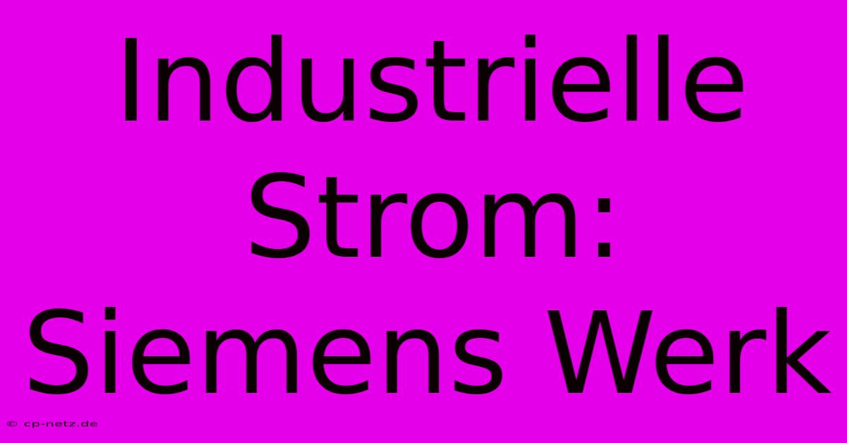 Industrielle Strom: Siemens Werk