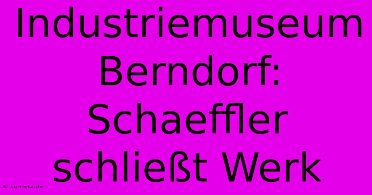 Industriemuseum Berndorf: Schaeffler Schließt Werk