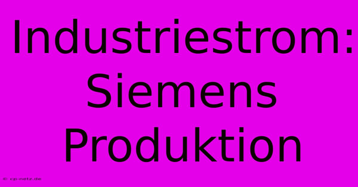 Industriestrom: Siemens Produktion