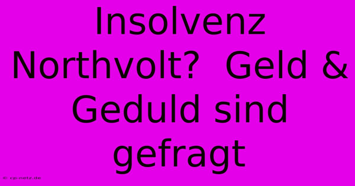 Insolvenz Northvolt?  Geld & Geduld Sind Gefragt