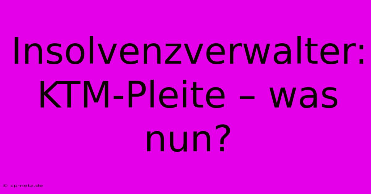 Insolvenzverwalter: KTM-Pleite – Was Nun?