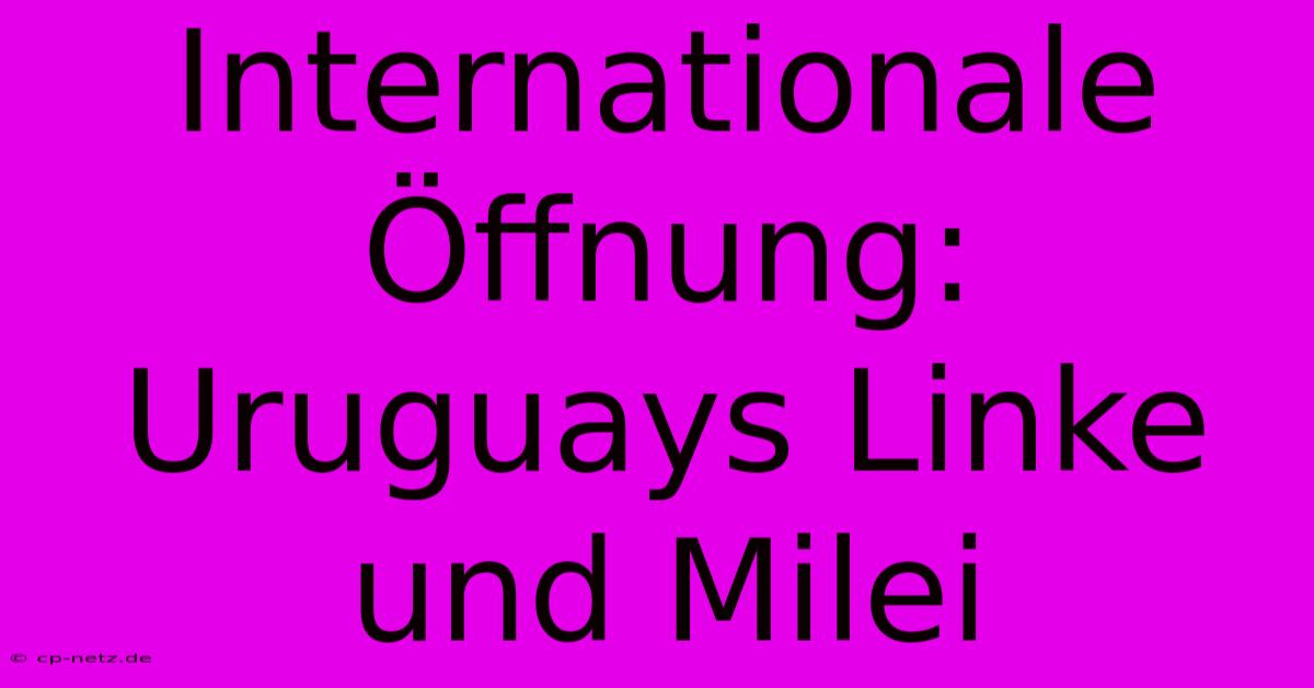 Internationale Öffnung: Uruguays Linke Und Milei