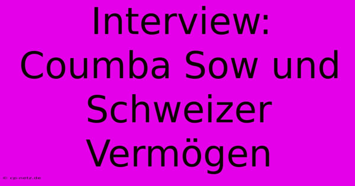 Interview: Coumba Sow Und Schweizer Vermögen