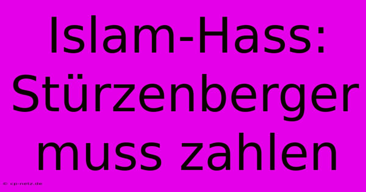 Islam-Hass: Stürzenberger Muss Zahlen