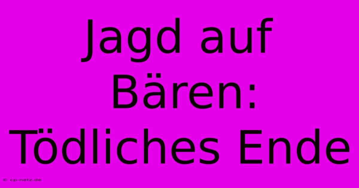 Jagd Auf Bären: Tödliches Ende