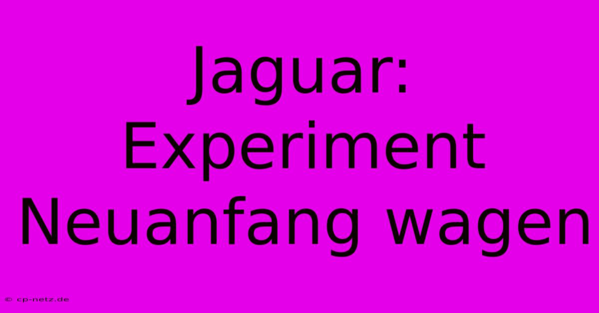 Jaguar: Experiment Neuanfang Wagen