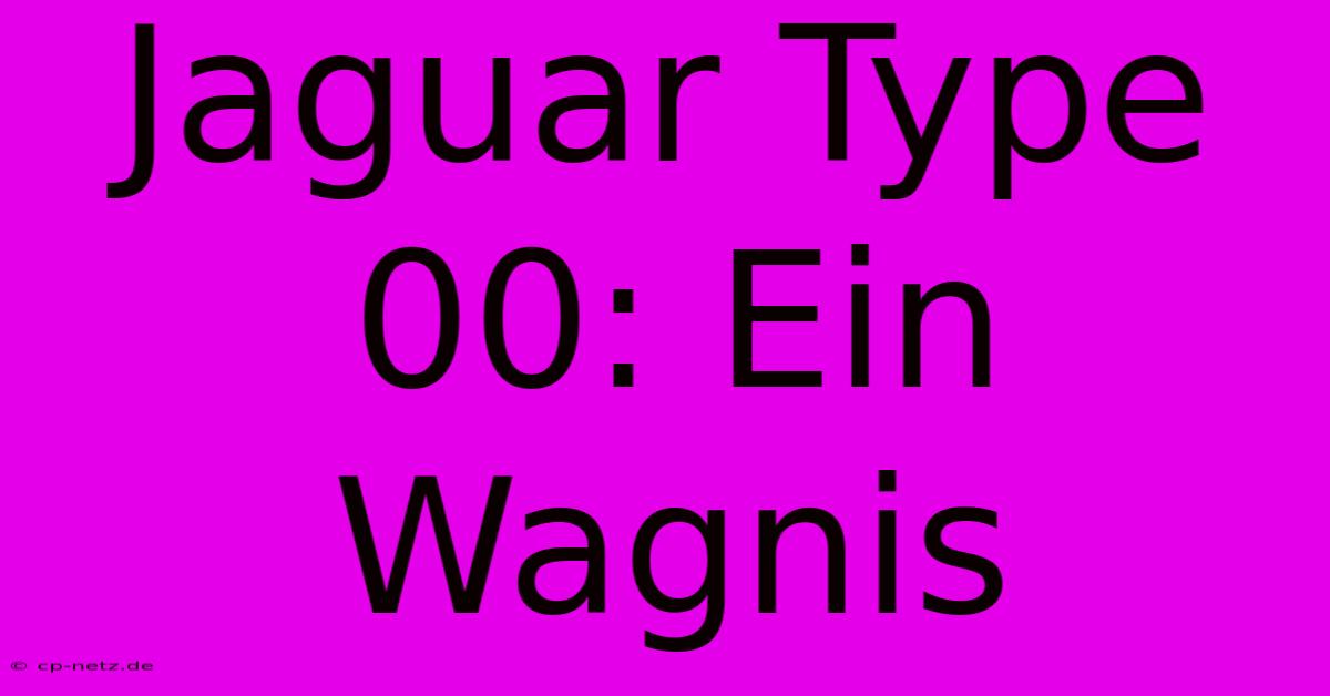 Jaguar Type 00: Ein Wagnis