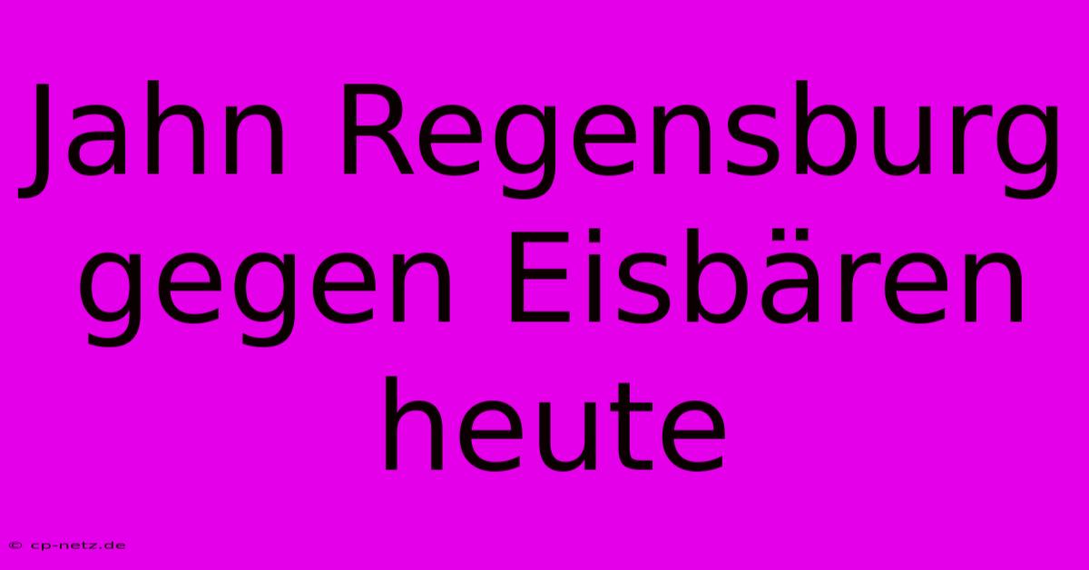 Jahn Regensburg Gegen Eisbären Heute