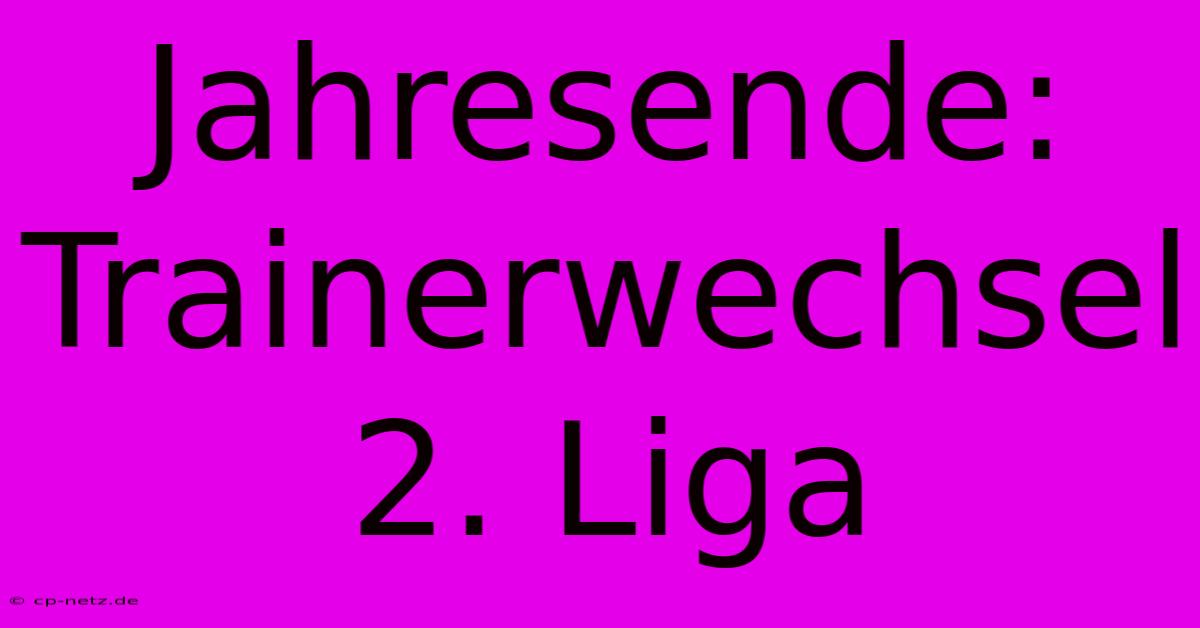 Jahresende:  Trainerwechsel 2. Liga