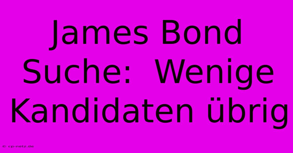 James Bond Suche:  Wenige Kandidaten Übrig