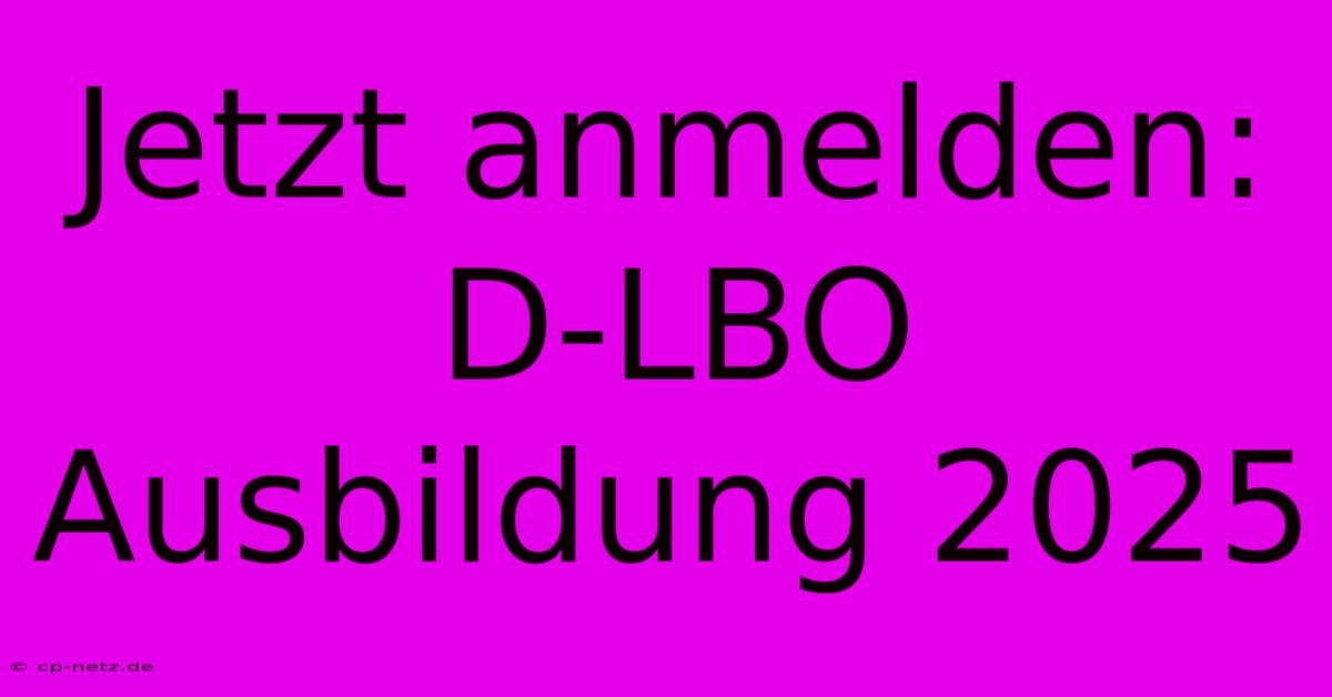 Jetzt Anmelden: D-LBO Ausbildung 2025