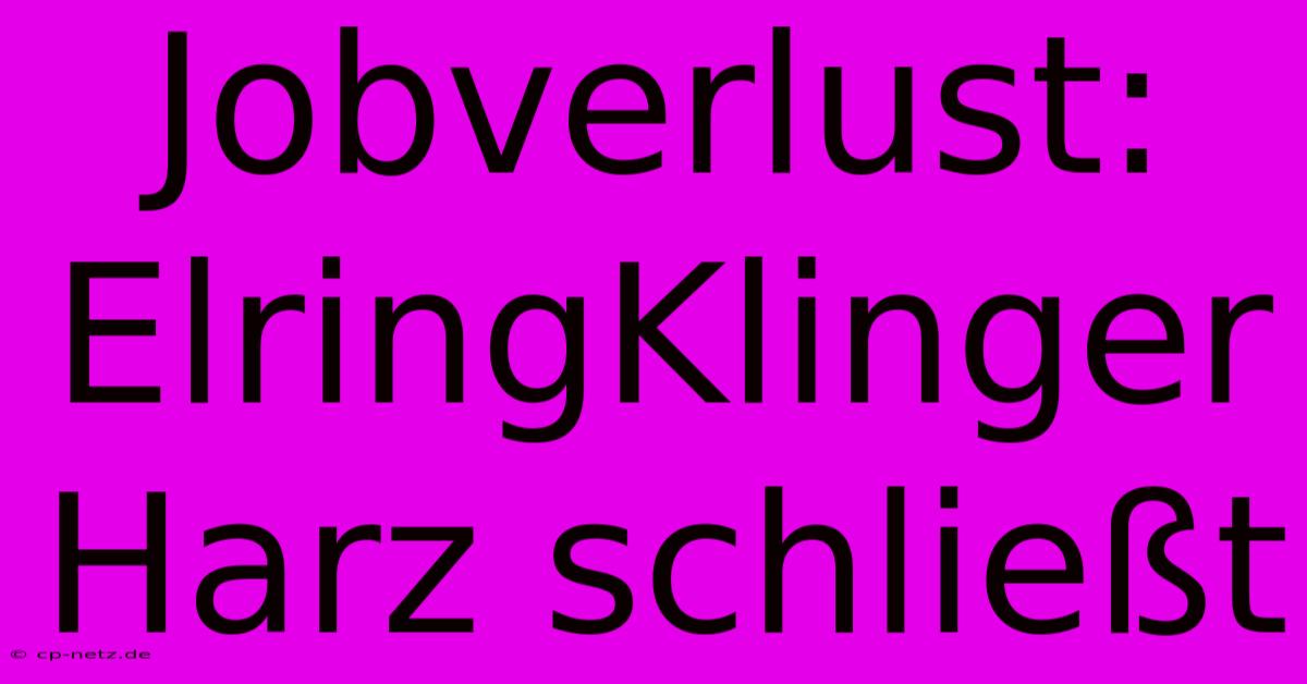 Jobverlust: ElringKlinger Harz Schließt