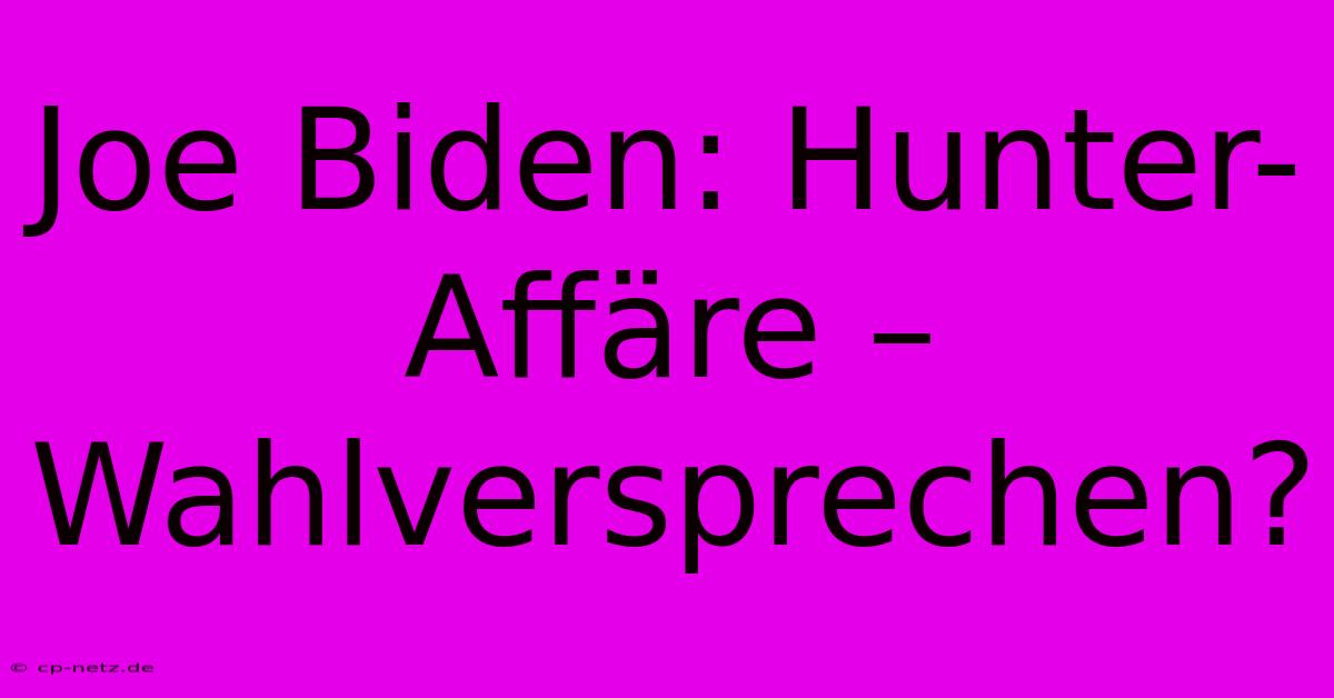 Joe Biden: Hunter-Affäre – Wahlversprechen?