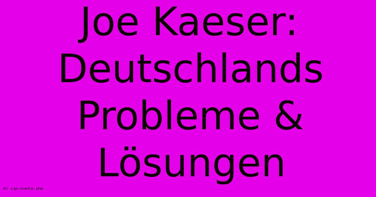 Joe Kaeser: Deutschlands Probleme & Lösungen