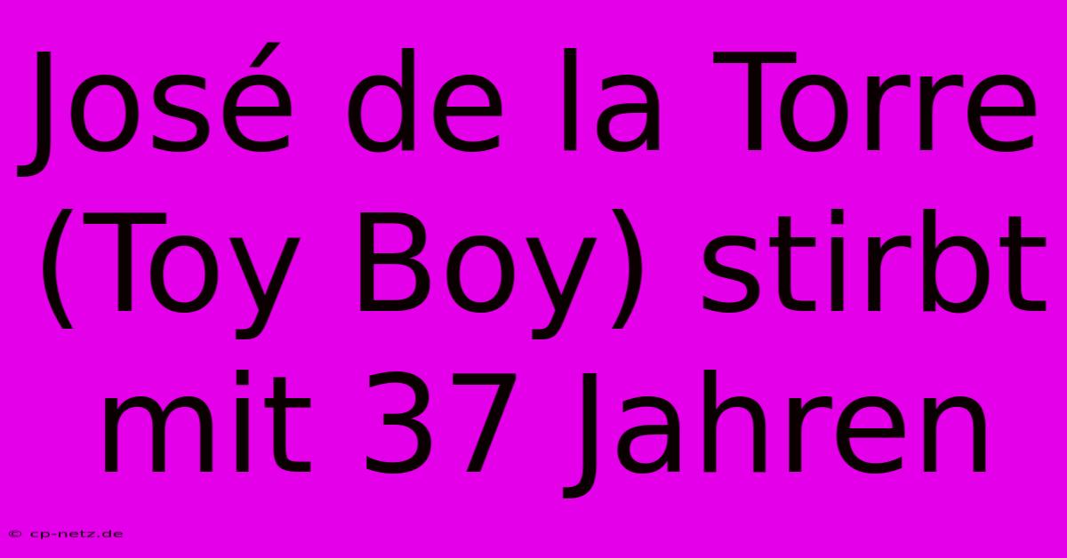 José De La Torre (Toy Boy) Stirbt Mit 37 Jahren