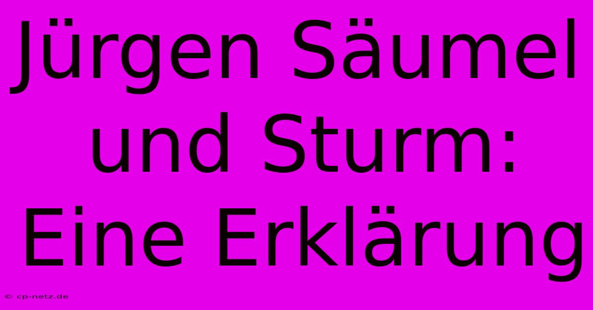 Jürgen Säumel Und Sturm: Eine Erklärung