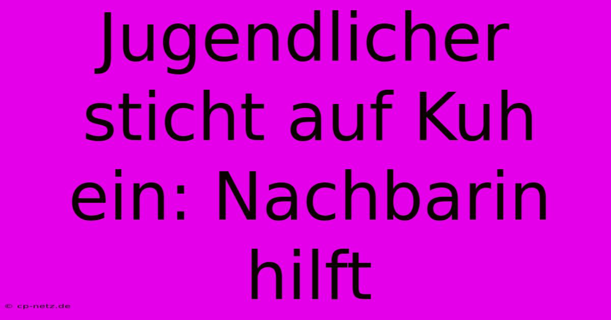 Jugendlicher Sticht Auf Kuh Ein: Nachbarin Hilft