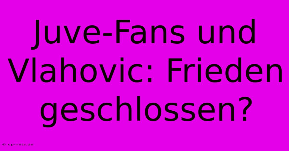 Juve-Fans Und Vlahovic: Frieden Geschlossen?