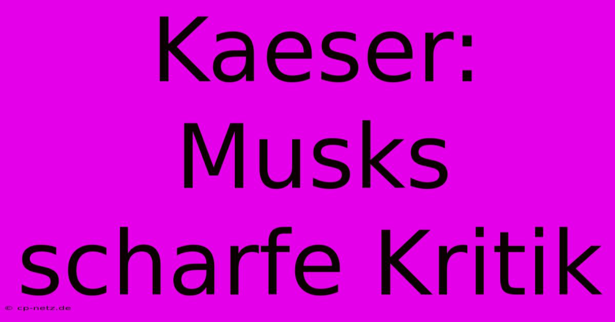 Kaeser: Musks Scharfe Kritik