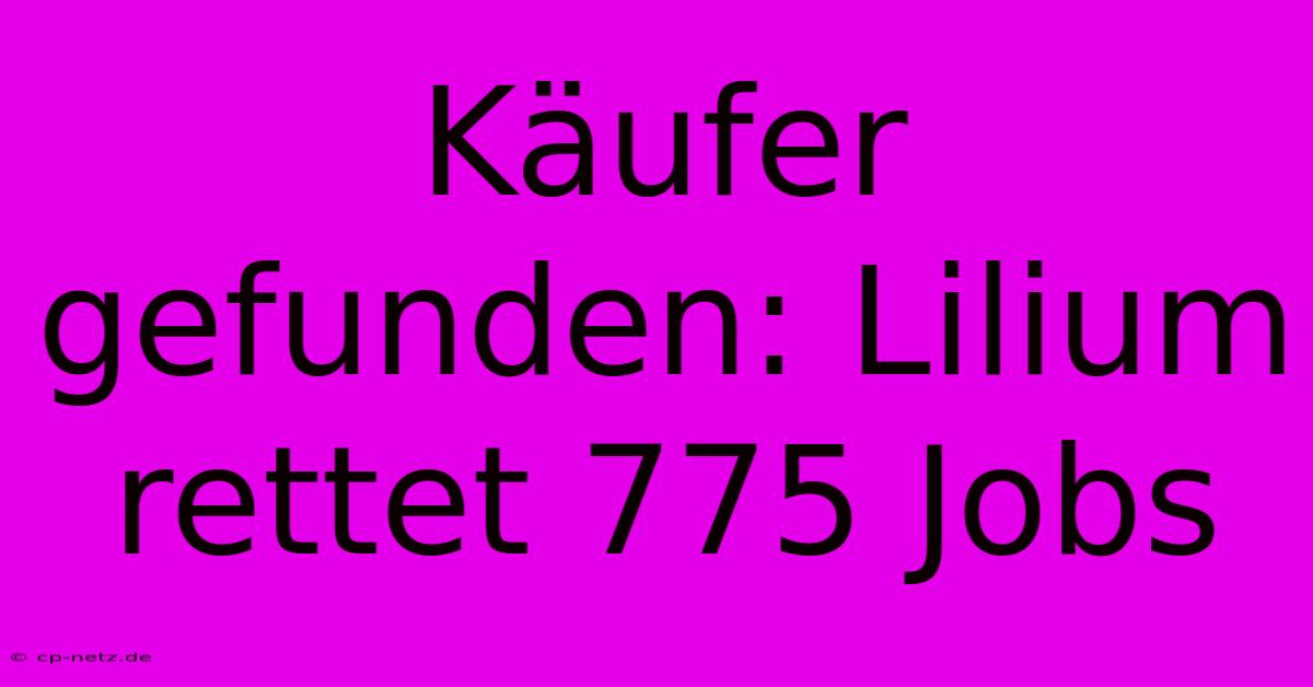 Käufer Gefunden: Lilium Rettet 775 Jobs